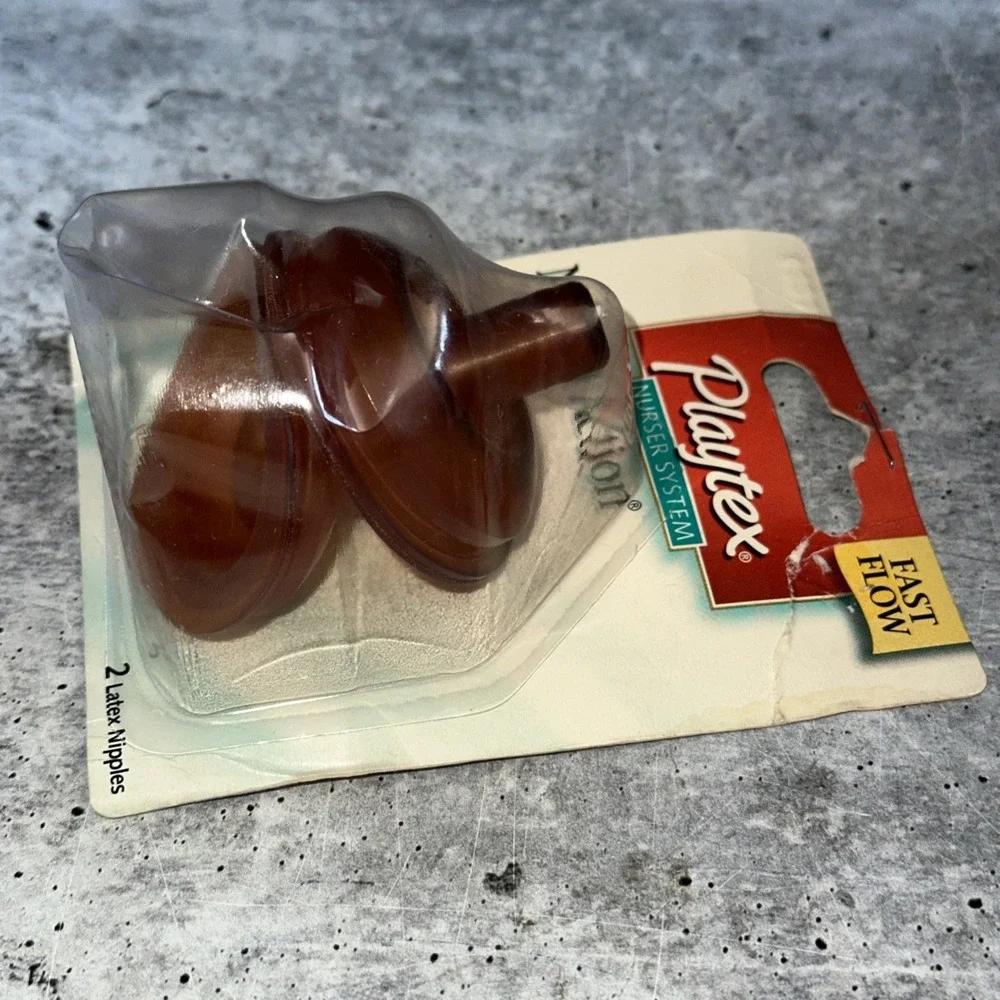 Vintage Playtex Natural Action Flat Top Latex Baby Bottle Nipples Fast Flow  (m)